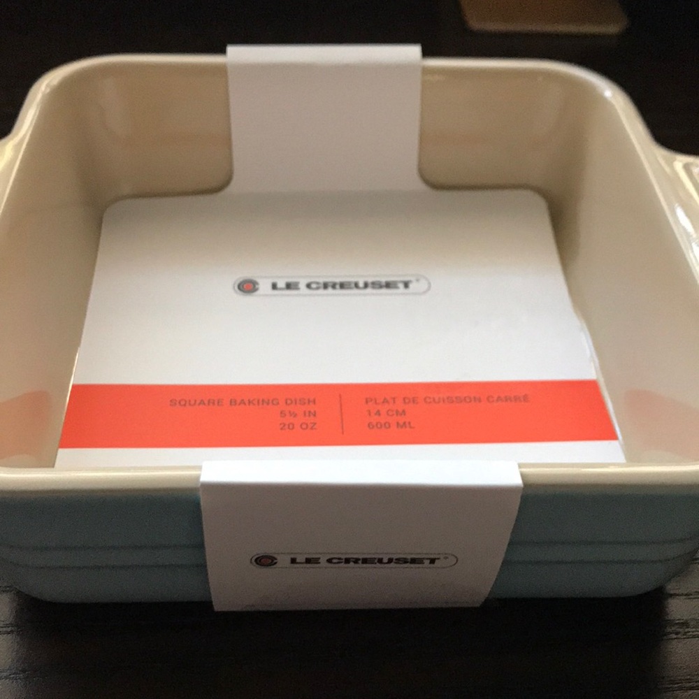 Le Creuset Square Baking Dish 5 1/2 inch 20oz Light Blue Stoneware